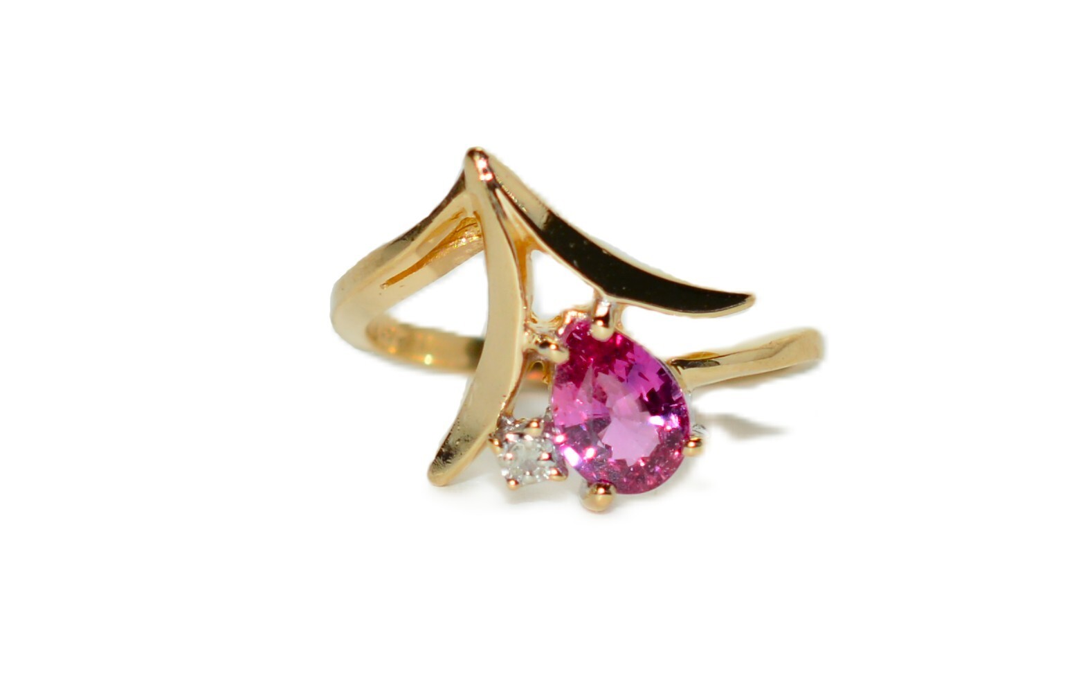 Natural Ruby & Diamond Ring 14K Solid Gold .69tcw… - image 1