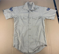 Vintage Korean War Vietnam Khaki Chino Shirt Patches Short Sleeve Military Army