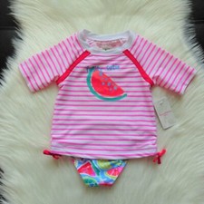 NWT Tommy Bahama Swimsuit Set Girls Rash Guard Bikini Bottom Watermelon 2T