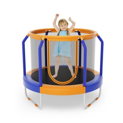 Outdoor Toddlers Kids Trampoline Safety Enclosure Net w/ Heavy-duty Metal Frame