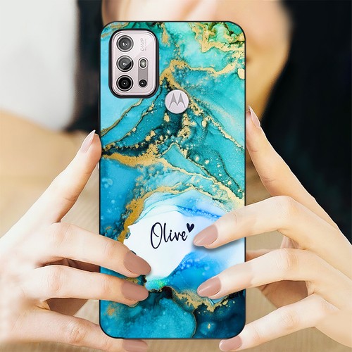 Case Personalised For Motorola E14 G54 G14 G85 G24 Marble Textured Phone Cover - Picture 13 of 96