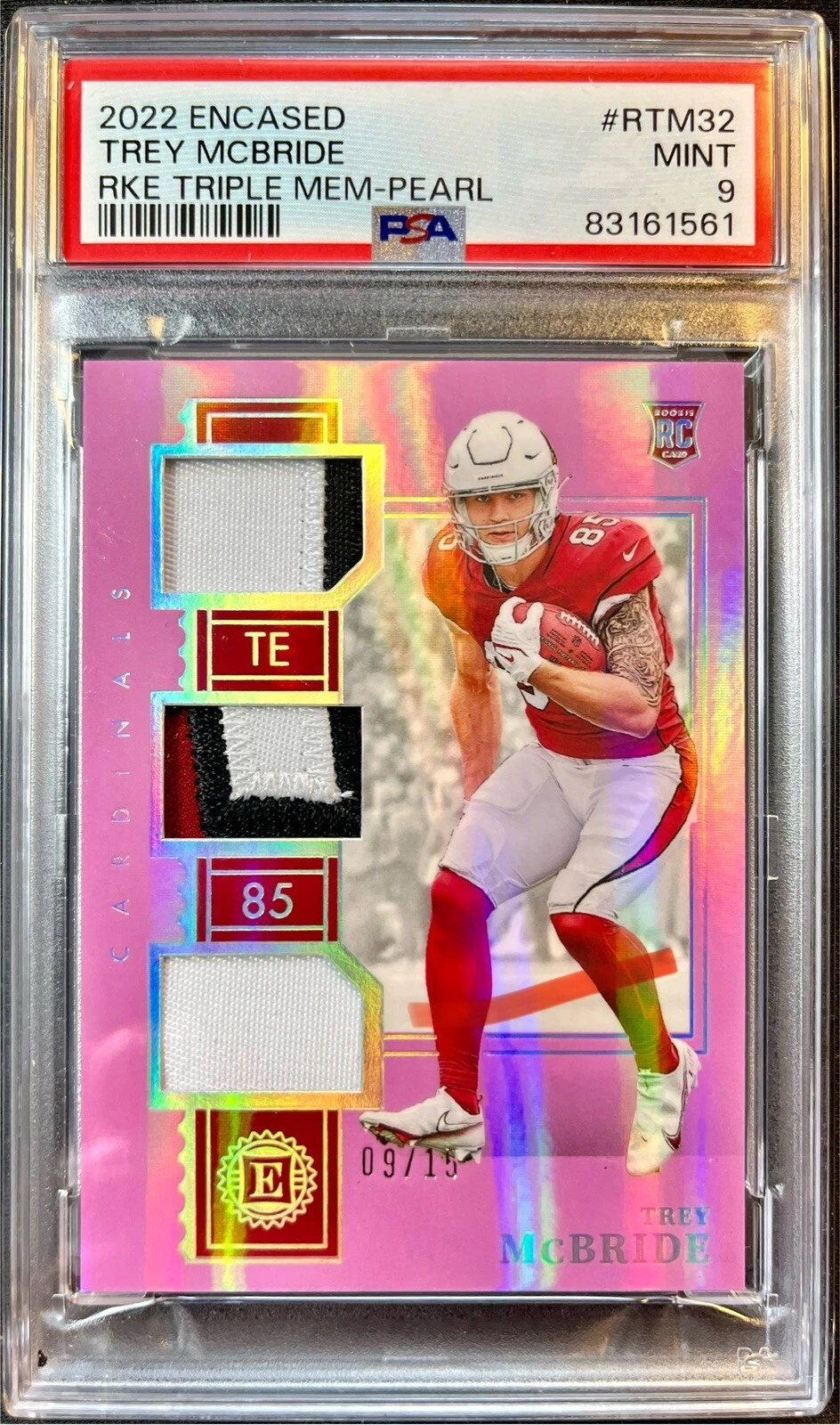 Trey McBride Panini Encased Rookie Triple Memorabilia #RTM32 Pearl