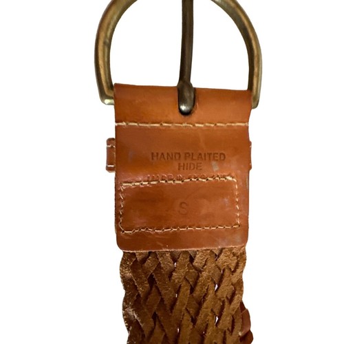 Caramel Braided Leather Belt Brass Buckle Size Small - Bild 3 von 5