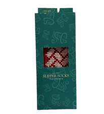 Holiday Slipper Socks Traction Sole Red Washable One Size 1995 Vintage NOS