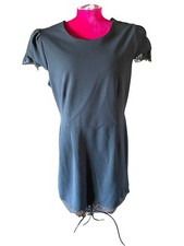 Betsy Johnson Little Black Dress Lace Edge Sheath Stretch SZ 14 Knee Length