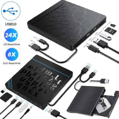 USB 3.0 Externes CD/DVD Laufwerk Brenner Player mit Type C für Laptop PC DHL