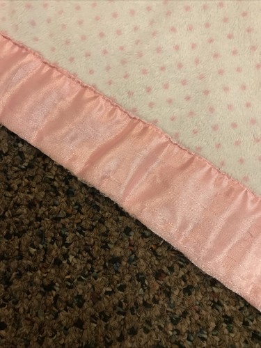 Carters Pink Monkey Blanket Polka Dot Baby Bow Satin Trim HTF - Picture 3 of 8