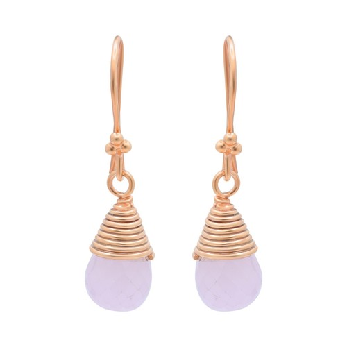 925 Sterling Silver Rose Quartz Dangle Drop Earrings Women Jewelry Gift For Her - Picture 6 of 6