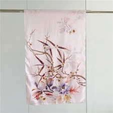 Oriental Print Pure Mulberry Satin Silk Shawl Wrap Oblong Scarf 170*53cm Pink