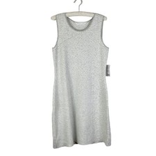 NWT Athleta Chills & Valleys Striped Sweater Dress Gray White Sz. L