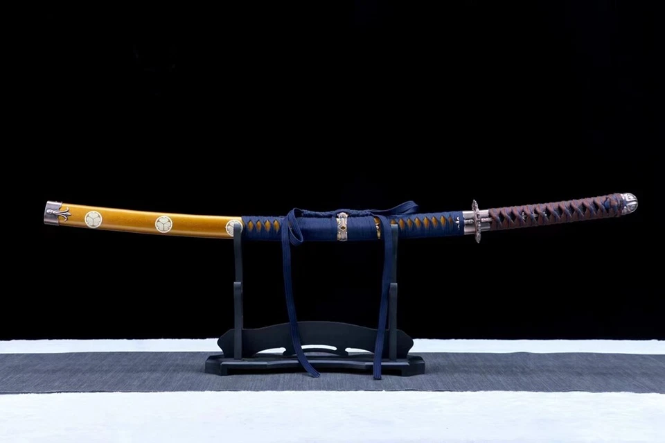 Sabre de espada feito à mão samurai japonês Tachi Katana T10 argila aço lâmina temperada - Imagem 2 de 4
