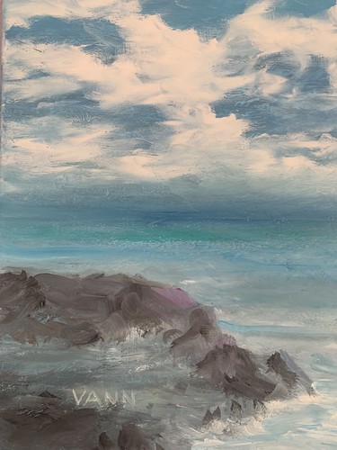NEW Large Seascape oil painting hand painted on 100% linen canvas 16in x 20in - Picture 3 of 8