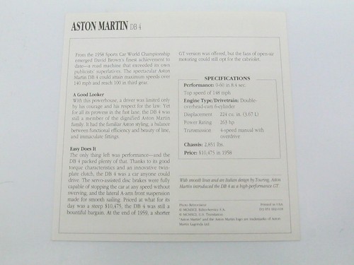 11 Classic Cars Trading Cards 1931-1963 Sports Car Series Edito-Service 4.75" - Picture 17 of 23