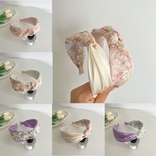 Mesh Printed Bundle Cross Knotted Headband Wide-Brimmed Hair Accessories