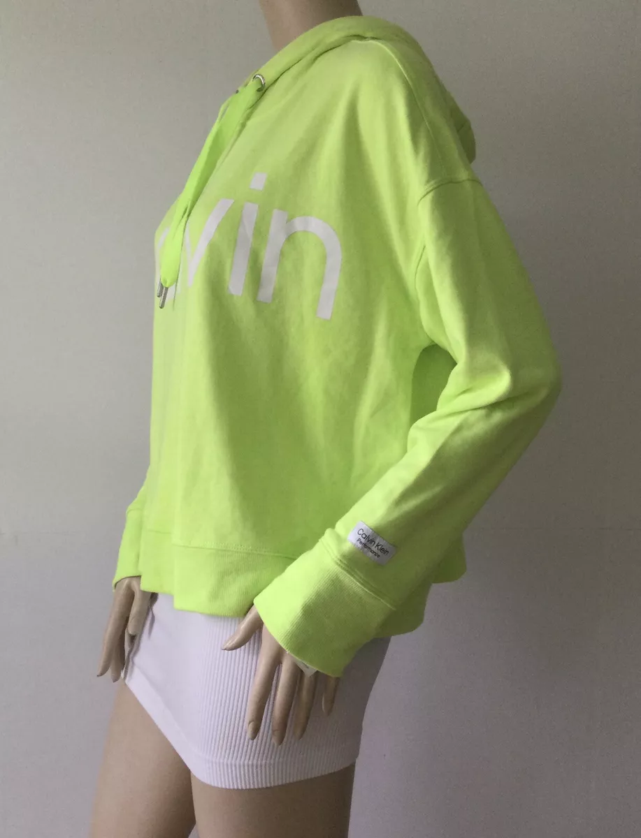 NEW CALVIN KLEIN Performance Neon Green Pullover Hoodie Sweatshirt Size XL
