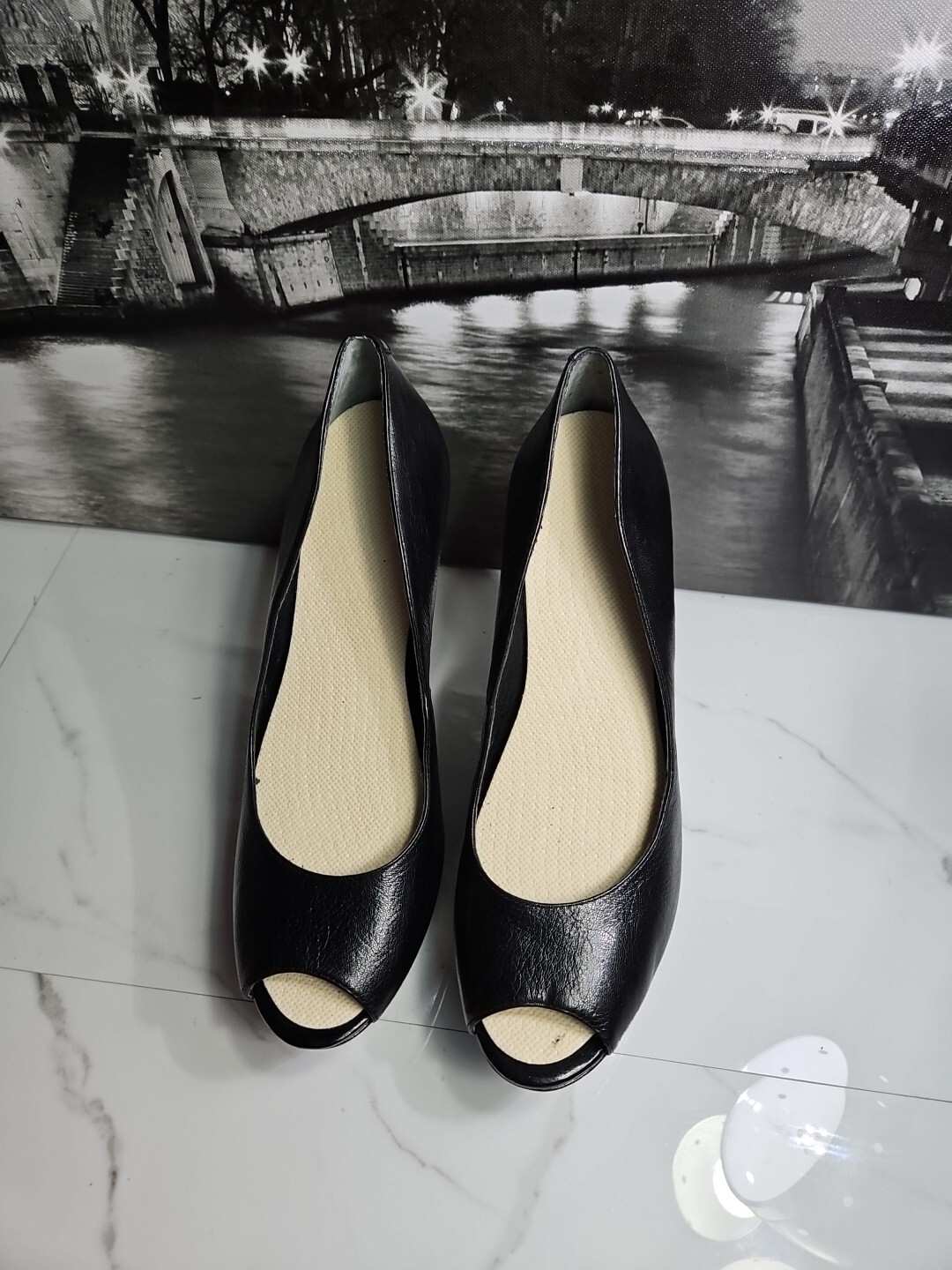 Nine West  Black Leather/Python Pattern 5"Wedge H… - image 6