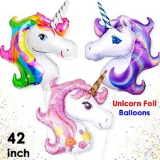 42" GIANT FOIL UNICORN BALLOON LARGE KIDS BIRTHDAY PARTY HELIUM & AIR DECORATION