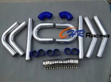 Blue 2.25" Aluminum Universal Intercooler Turbo Piping pipe Kit + hose kits
