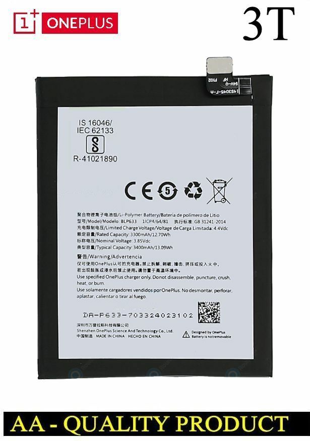 ONEPLUS 3T 3T Dual SIM A3010 BATTERY BLP633 3400mAh 1031100001