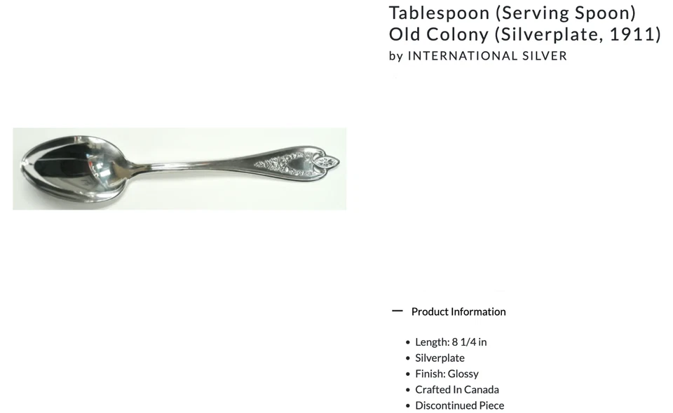Столовая ложка / сервировочная ложка посеребренная старая колония 1911 от International Silver 8 - Изображение 3 из 4