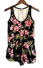 Juicy Couture Romper Women's XS Terry Cloth Velour Y2K Tropical Floral Vintage