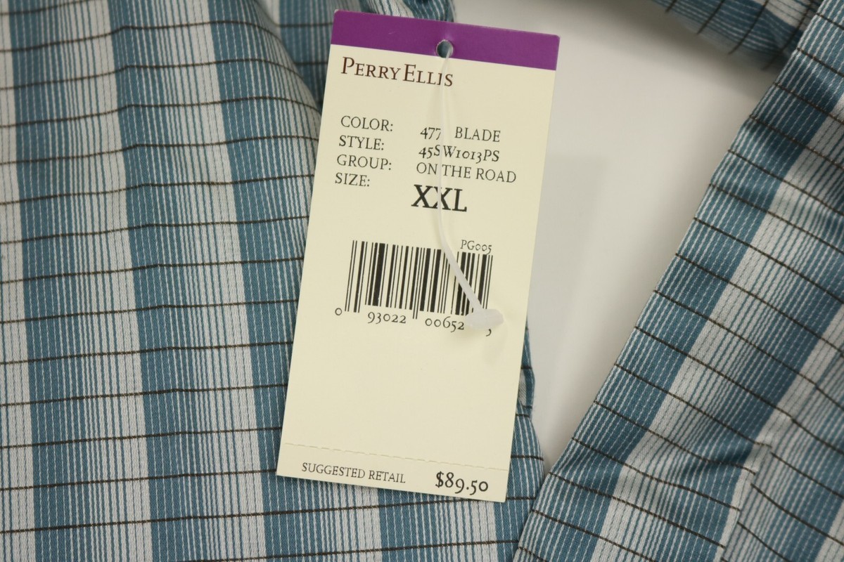 Perry Ellis Silk Blend Button Down Mens Shirt Long Sleeve Size XXL
