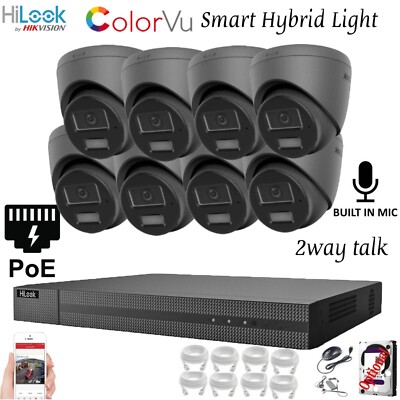 HIKVISION COLORVU AUDIO POE CCTV SYSTEM IP UHD 8MP 4K NVR 2-WEGE AUDIO KAMERA KIT