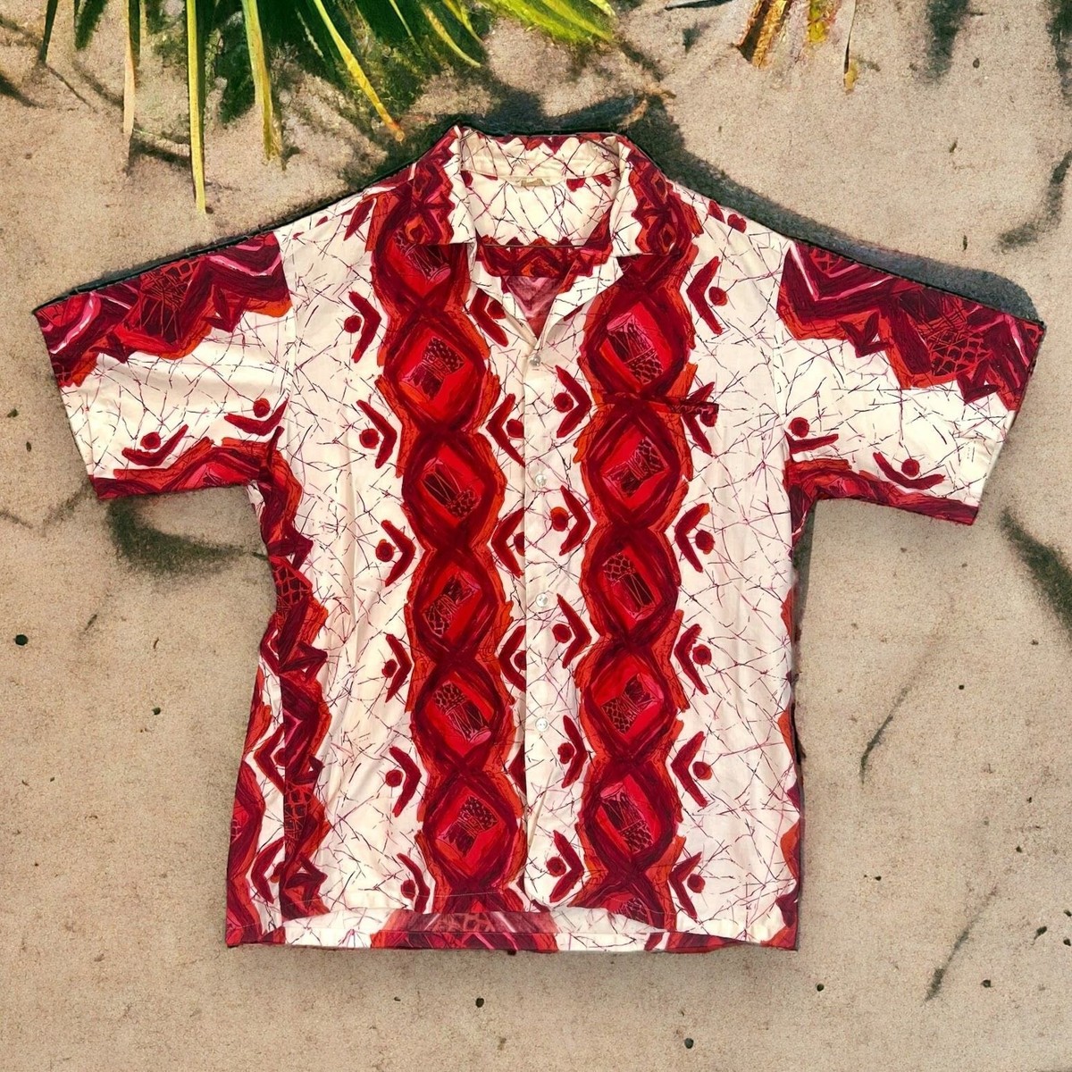 Vintage 1960s Hawaiian Button Up Shirt Tropicana Made in Honolulu 