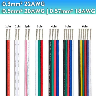 FOSWORD 1M X 2/3/4/5/6 Pin 5050 3528 LED RGB Strip Extension Connector Cable Wire