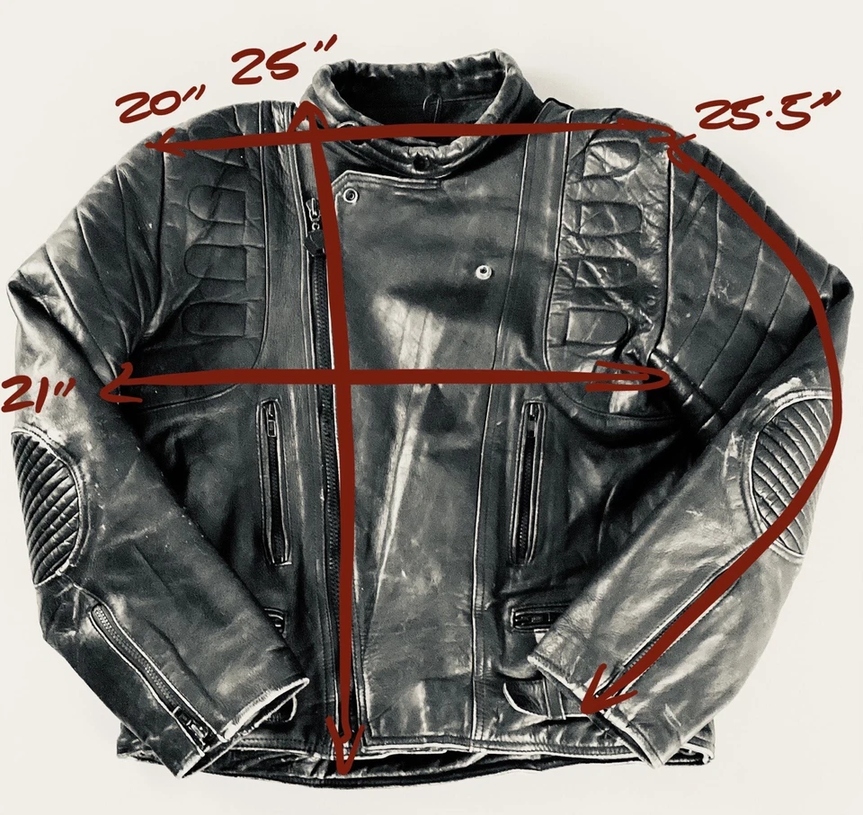 Vintage Dafy Moto Leather Biker Jacket Cafe Racer Jacket Cowhide EU Size 52 42” - Image 4 of 4