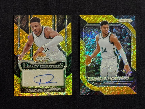 2025-26 PRIZM GIANNIS ANTETOKOUNMPO GOLD SHIMMER & GOLD SHIMMER AUTO /10