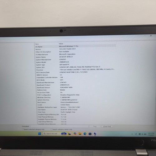Lenovo P15s Gen 2 15.6" i7-1165G7 2.8GHz 16GB RAM 512GB SSD NVIDIA T500 - Imagen 11 de 15