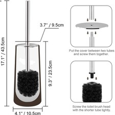 Toilet Brush and Holder, 2 Pack Toilet Brush with 304 Stainless Steel Long Ha...