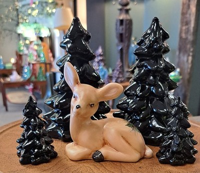 Mosser Handpainted Fawn & Trees Set Glass Fenton Mould