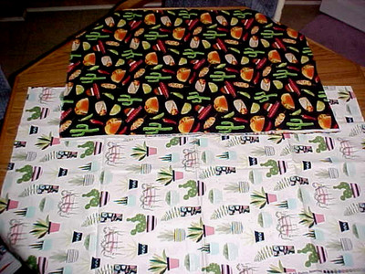 Fabric Cotton Southwest Cactus Design (2) Pieces Quilting Brother Sister