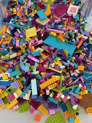 SHIPS FREE! LEGO Bulk Lot of 500 + Bricks Parts Fun Bright Color Mix Pink Purple