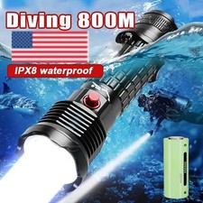 Professional Flashlight Diving 800m Underwater Portable Searchlight Scuba Lamp
