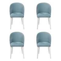 Modern Esszimmer Holz 4X StüHle Blau Ohne Armlehne Neu Design Polster Stuhl