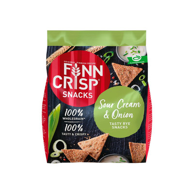 Finn Crisp Rye Snacks Sour Cream & Onion 150g | Full Grain Rye Chips | Nordic