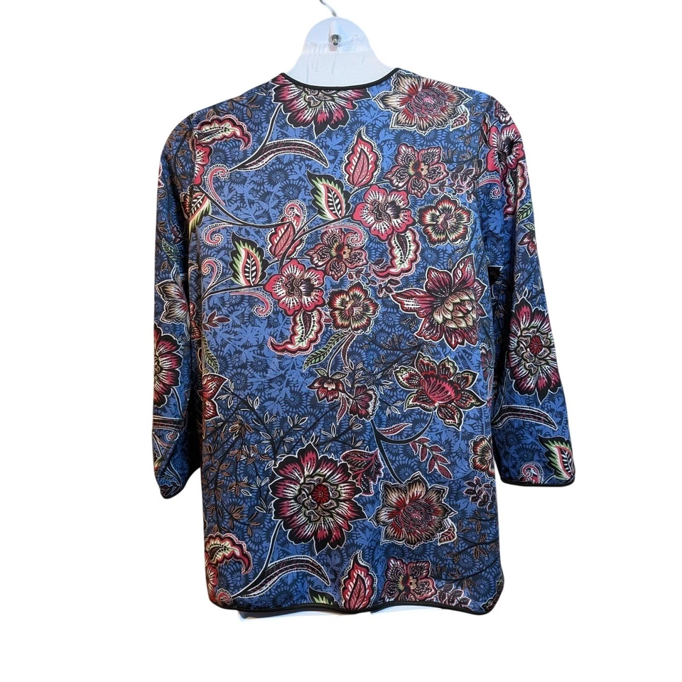 Boho Artsy Office Reversible Blue Floral 3/4 Sleeve Catherine 18/20 Blazer NWT - Image 4 of 4