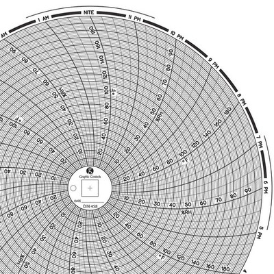 GRAPHIC CONTROLS Chart 458 Circular Paper Chart, 24 hr, 60 pkg 30ZY50