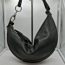 Fossil Black leather hobo Cresent shape bag EUC 15x7x2.5x18" Drop