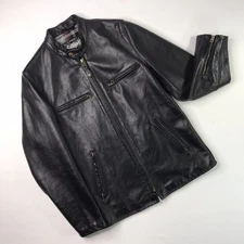 Schott NYC 660 Black Leather Jacket Flannel Lined Cowhide Cafe Racer Men’s M