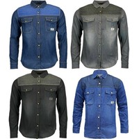 Mens Jack South Contrast Denim Shirt Long Sleeve Chest Pocket Cotton Snap Button
