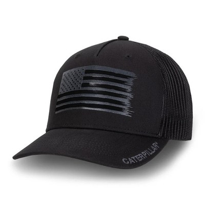 Caterpillar CAT Equipment Black USA Flag Snapback Cap/Hat