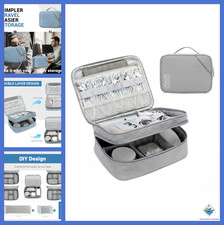 Travel Cable Organizer Bag for Chargers, Cords, and Accessories - Grey