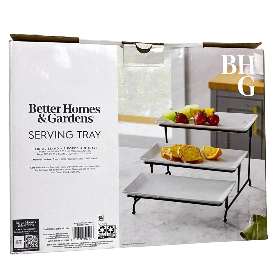 Better Homes & Gardens 3 Tier Serving Tray Thanksgiving Christmas Dinner Party - Image 2 of 4