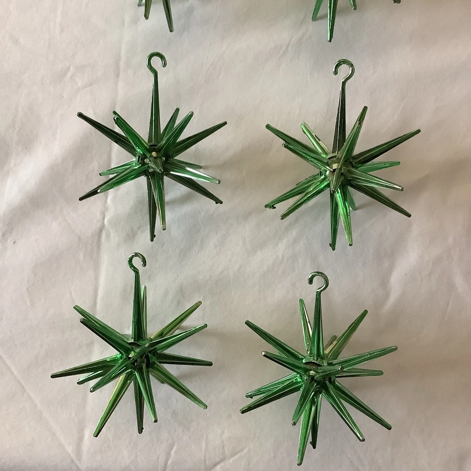 Set Of 6 Green Vintage MCM Bradford Exchange Starlite/Sputnik Ornaments - Image 3 of 4