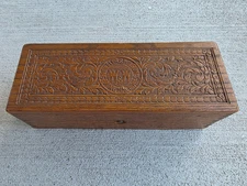 Antique Wheeler & Wilson Sewing Machine Wooden Box – Hand Carved Oak – Late 1800