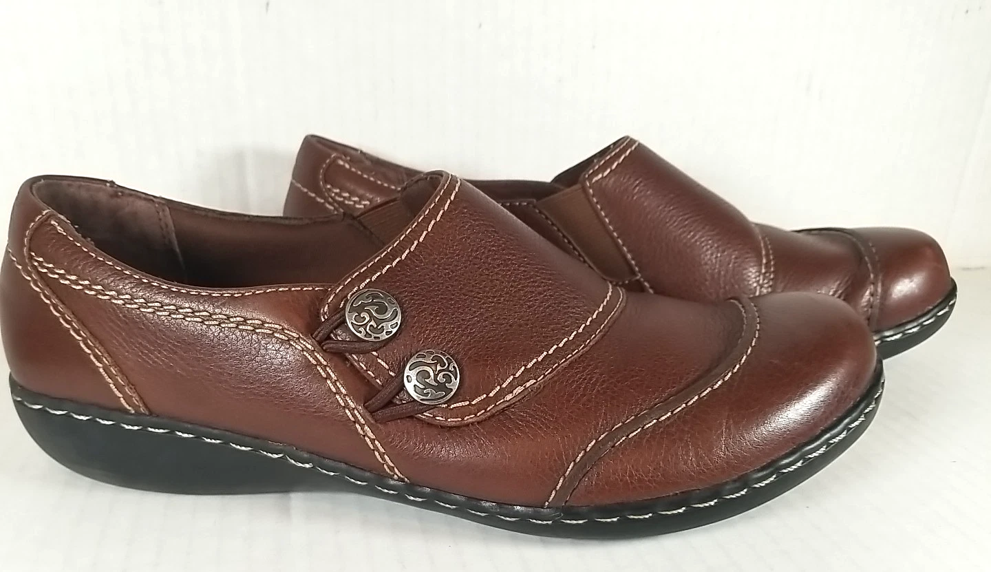 Scarpe Clarks Bendables donna 10 M Ashland mocassini alpini 62922 marrone slip on